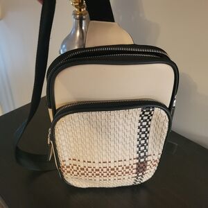 Zara, Cream, and Black Woven Crossbody Bag-NWOT